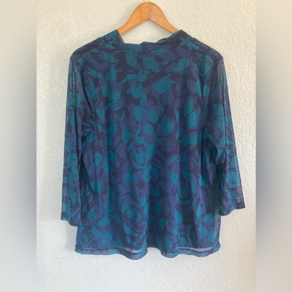 Croft & Barrow Teal Blue 💚💙V-Neck 3/4 Sleeve Blouse size XL 💙💚 - Picture 6 of 8